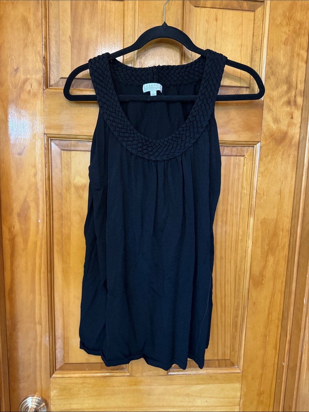 Joseph A Black Braided Scoop-Neck Sleeveless Tank